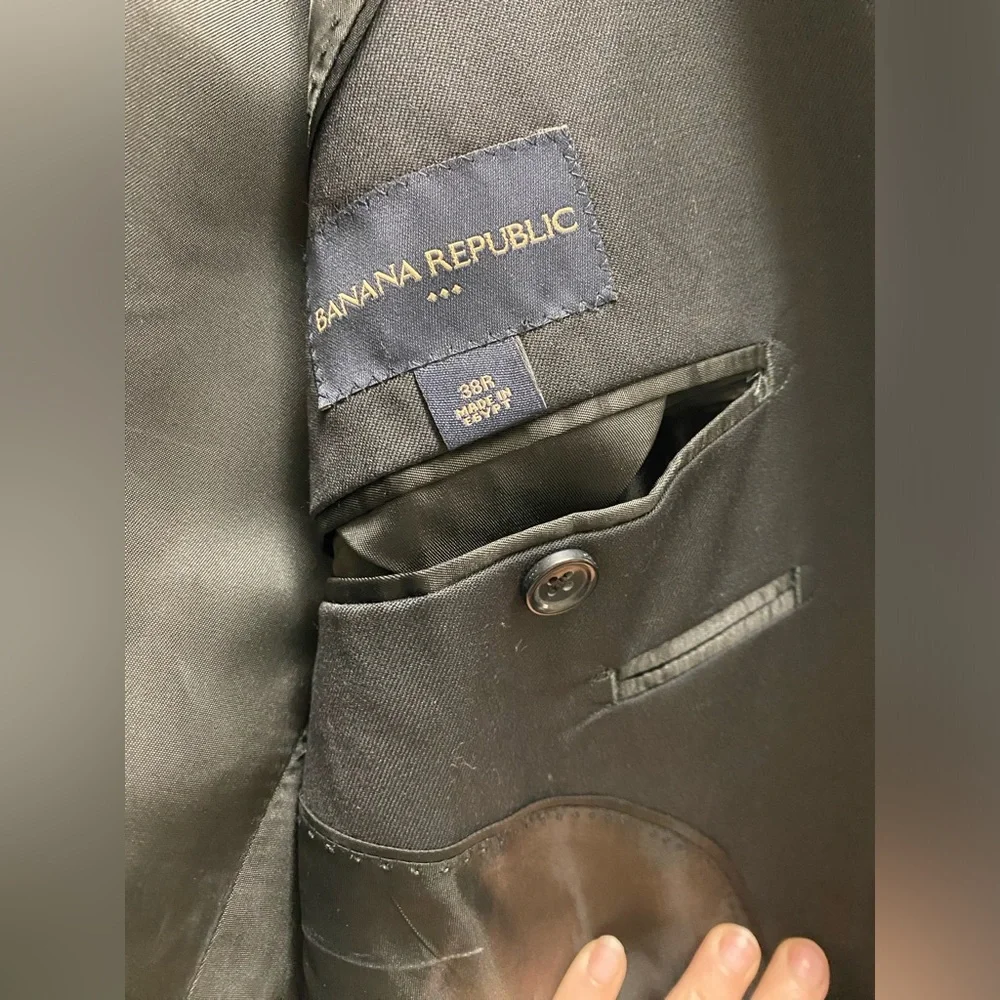 Banana Republic Men’s Black Suit Jacket Blazer Sz 38R 100% Wool - Picture 8 of 15